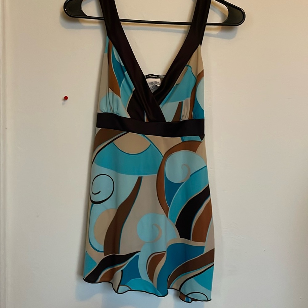 Y2K brown and blue tank top 🫶